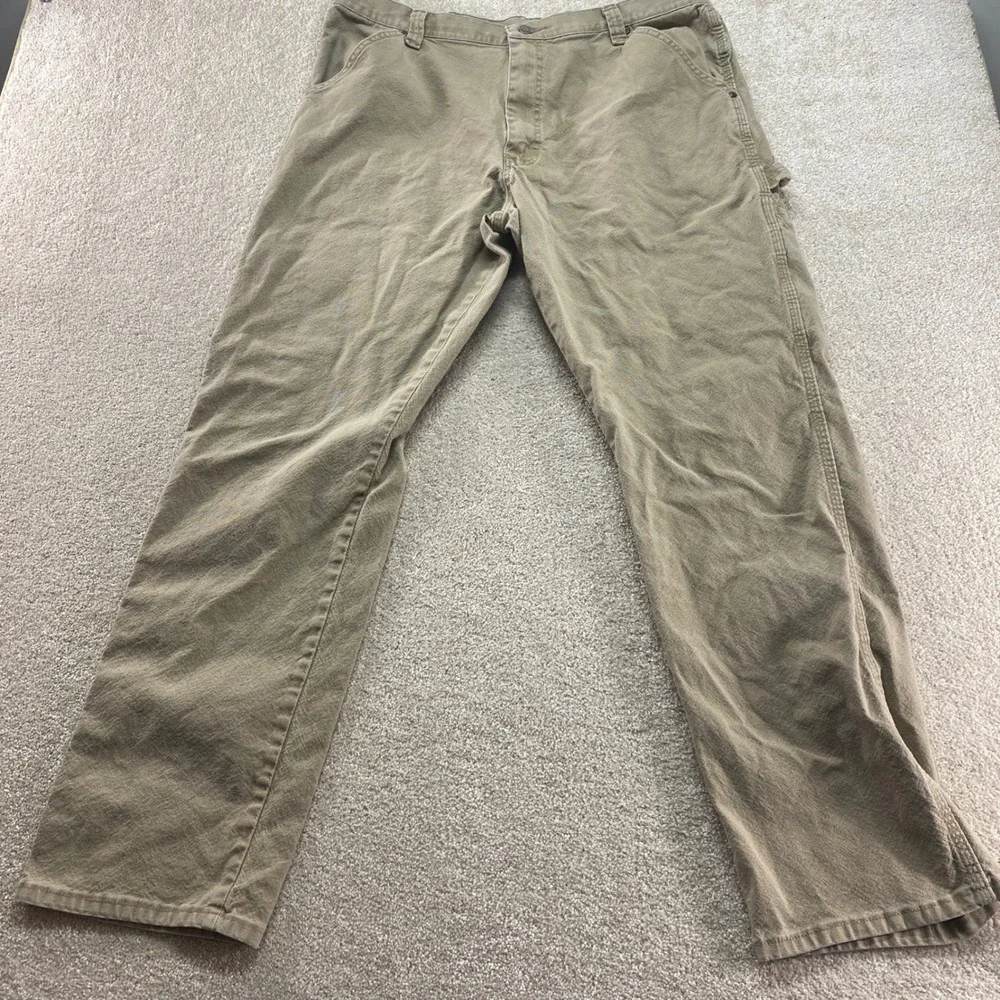 Wrangler Carpenter Pants Mens 38x34 Khaki Tan Stretch Utility Workwear‎ Pockets